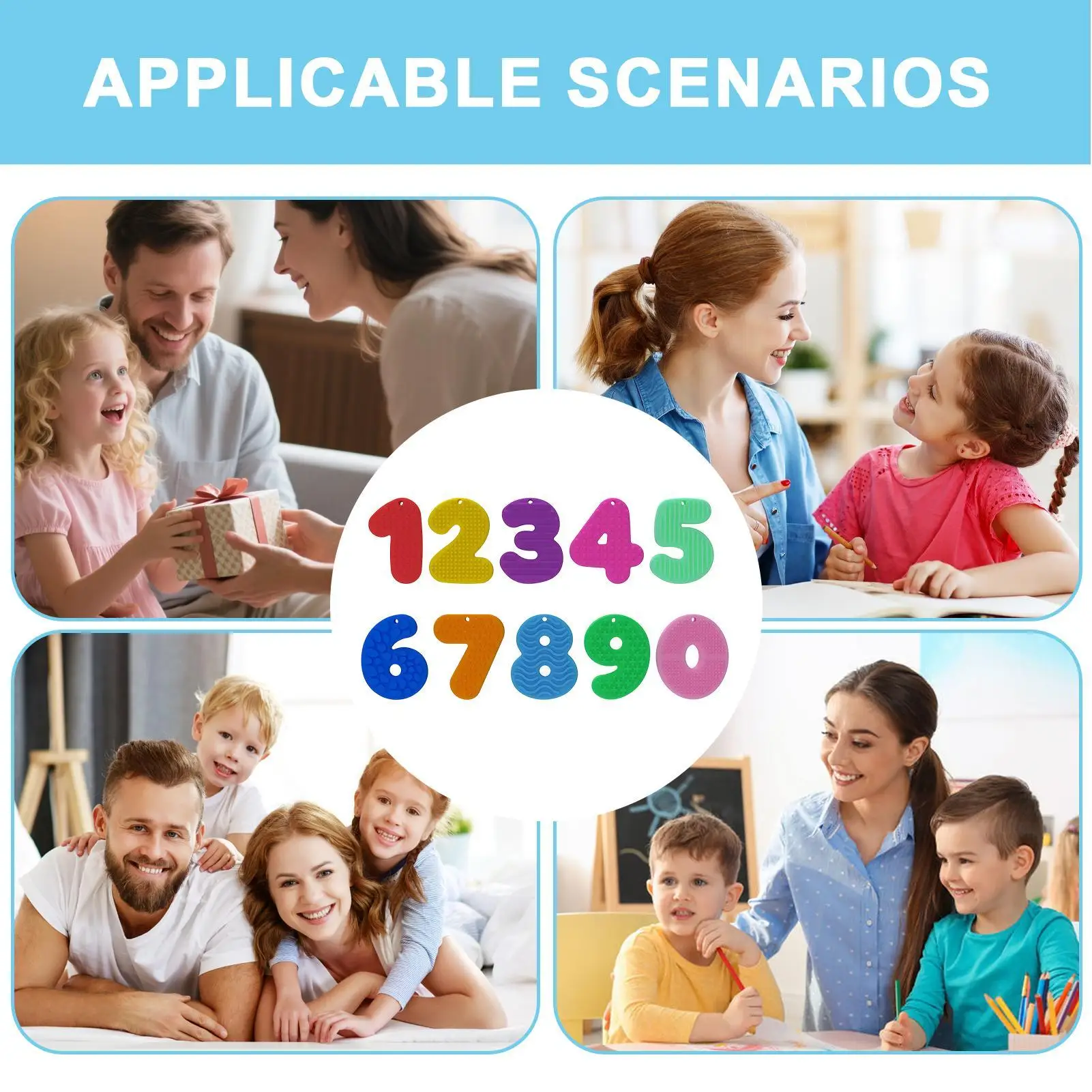 Камни беспокойства для детей, 10 шт., сенсорные силиконовые успокаивающие тихие текстурированные игрушки-непоседа, числовые камни для детей, подростков, взрослых и мальчиков