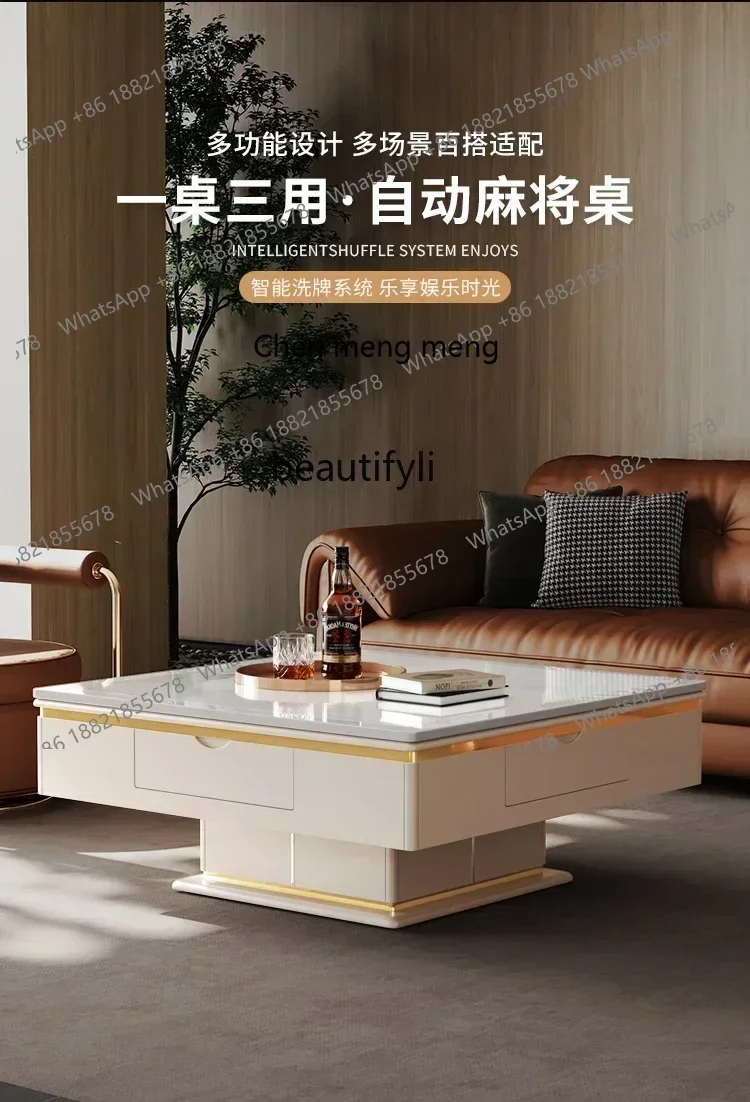 

Y183FLiftable electric mahjong table rock board fully automatic dining table coffee table mahjong machine integrated multifuncti
