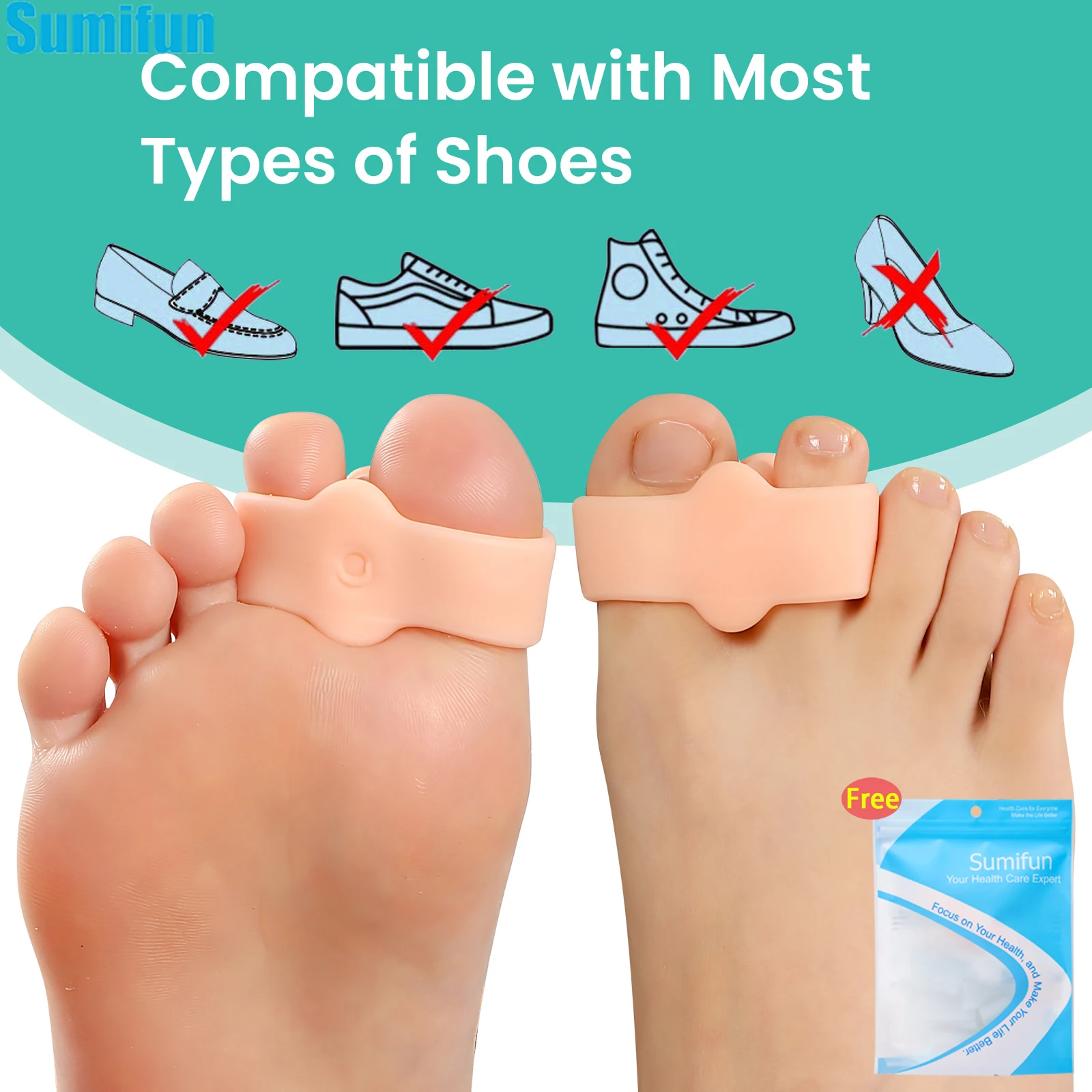 2/4/6Pcs Silicone Gel Toe Spreader Separator Bunion Hallux Valgus Corrector Thumb Finger Correction Straightener Foot Care Tool