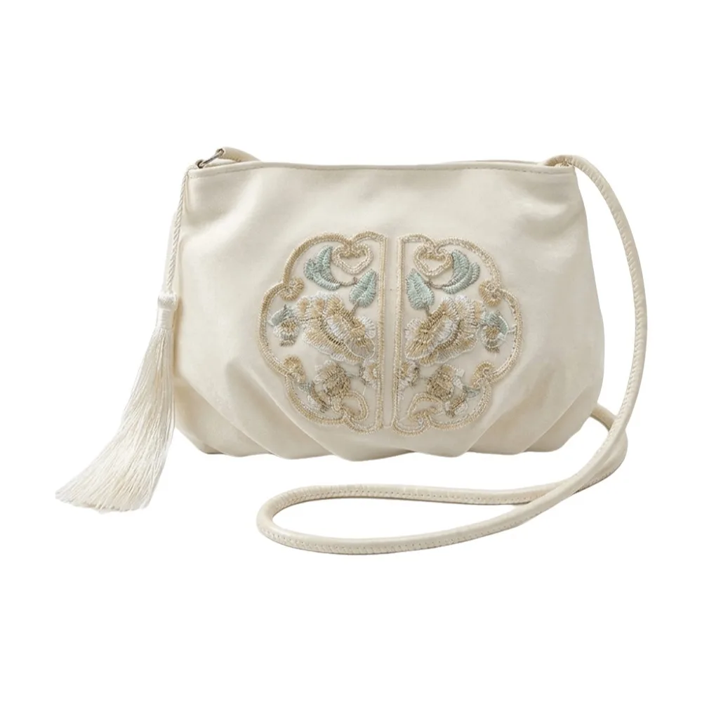 

New Chinese Style Underarm Bag Cloud Shape With Pendant Crossbody Bag Hasp Closure Soft Shopper Bags For Women