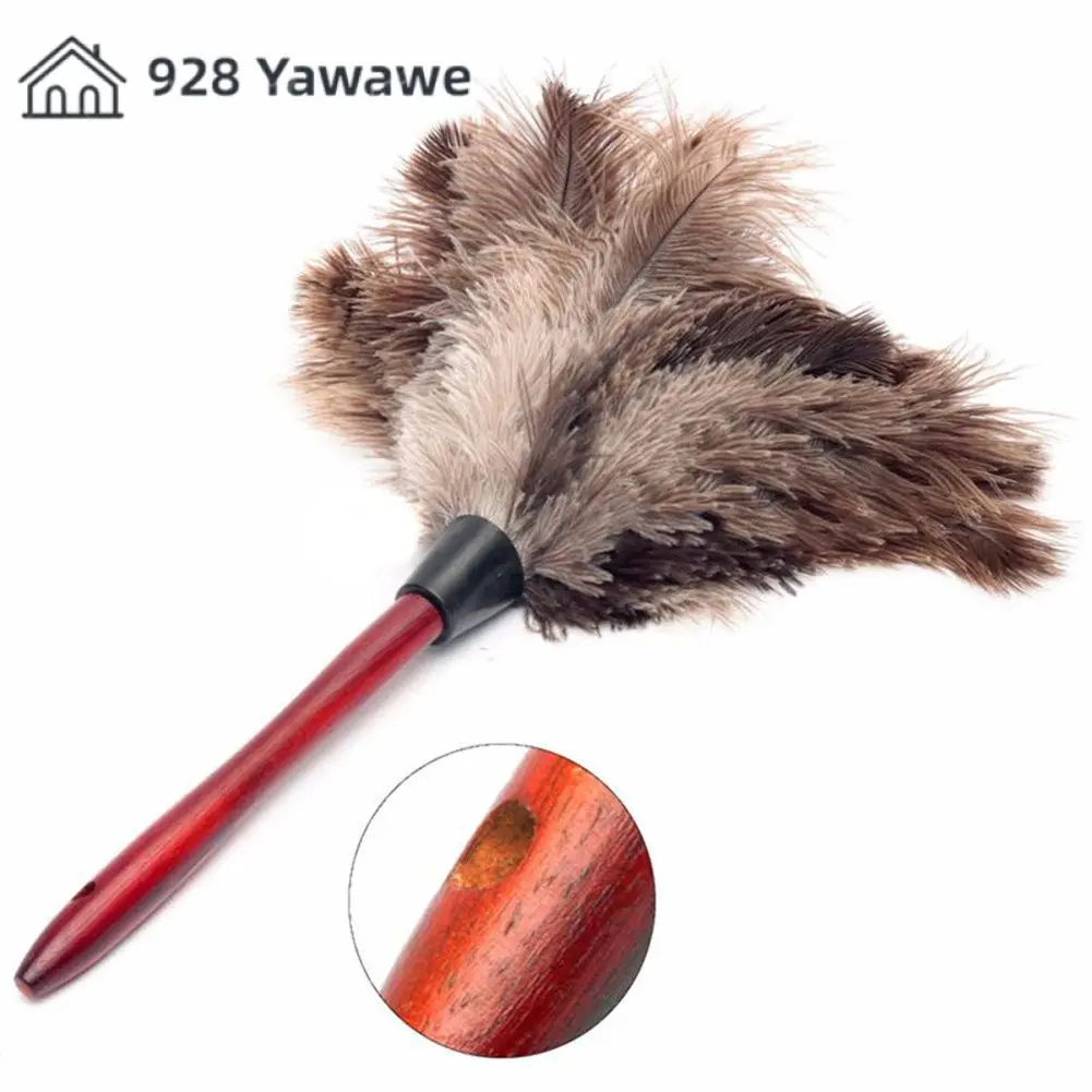 Feather Duster Wooden Handle Duster Anti-static Dust Removal Dusters Ostrich Duster Feather Fur Brush For Home Cleaning Tools