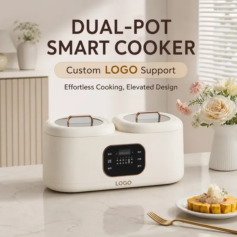 Premium Smart Double Pot 3.4 Liter Square Rice Cooker Multifunctional Portable Multifunctional Pot OEM Home Kitchen Apartment