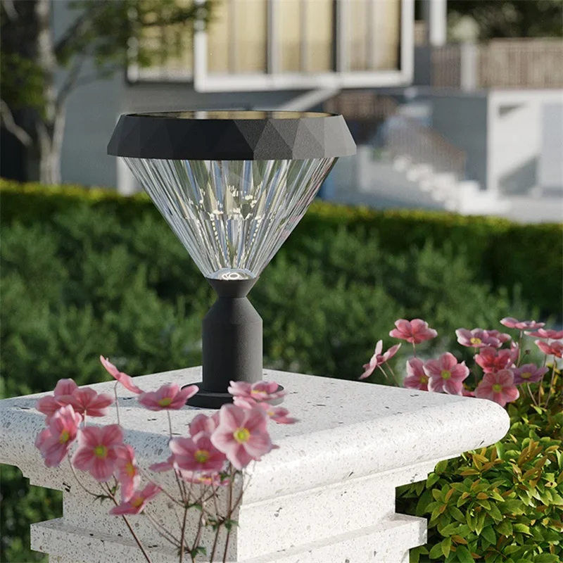 Solar Classical Wall Outdoor Light LED Waterproof IP65 Pillar Post Lamp Fixture For Home Patio Porch