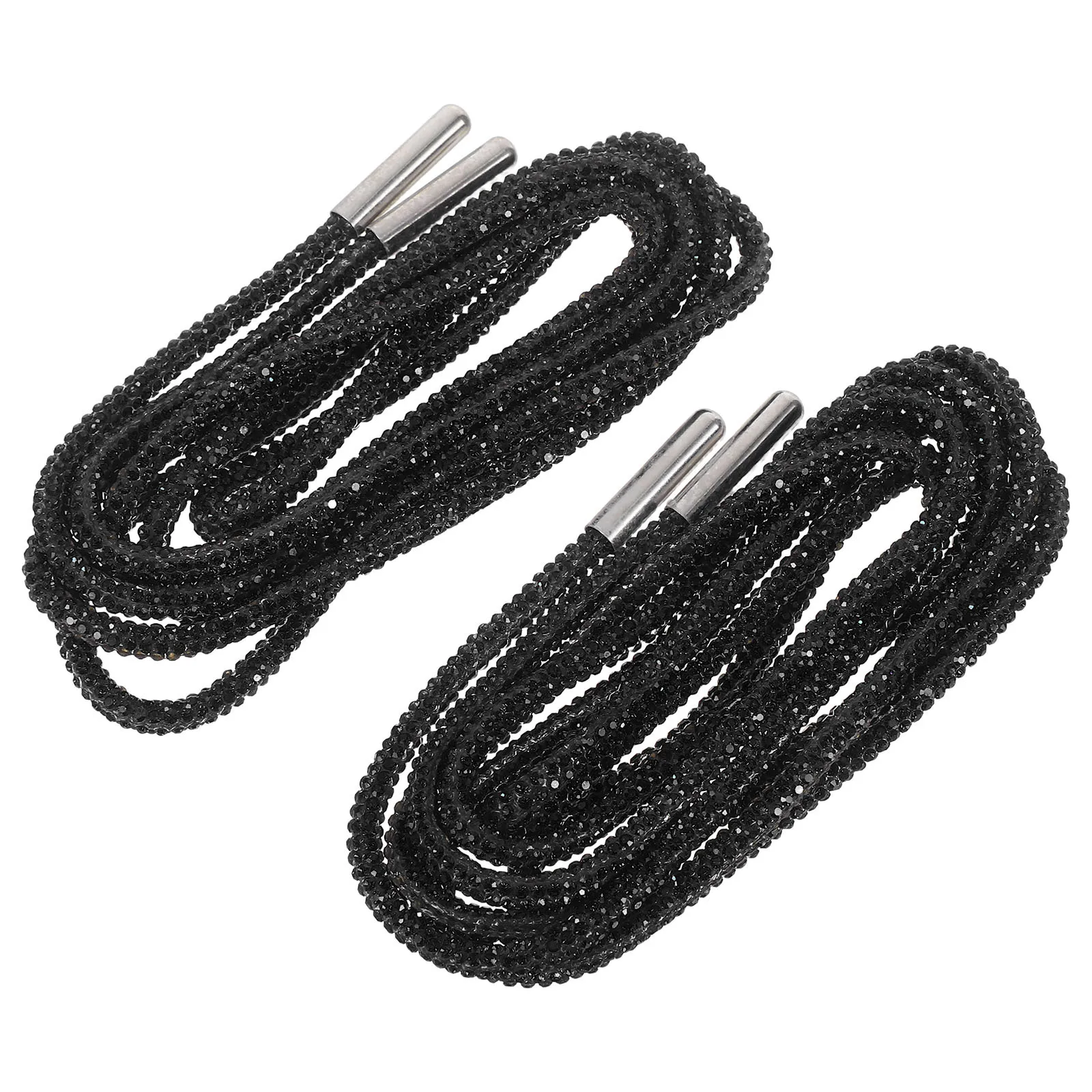 

1Pair Sparkle Rhinestone Laces Durable Cotton Rope Shoelaces for Running Gym Casual Wear 47.16inch Black Bling Boot Shoe Laces​