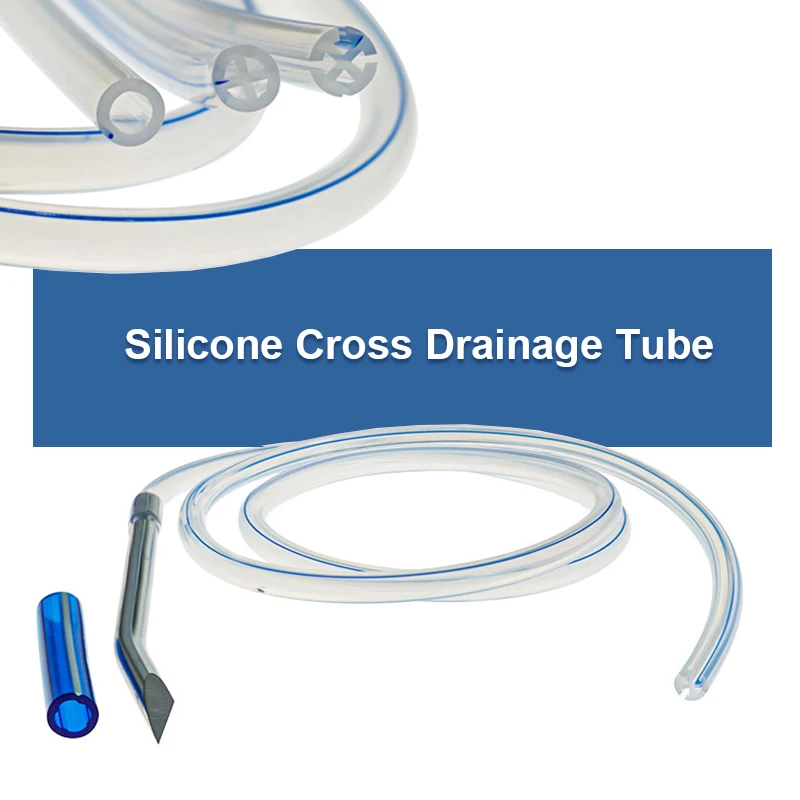 10PCS Medical Silicone Round Fluted Drain Tube with or without Needle Cross Drainage Tube Wound Drainage Surgical Supplies