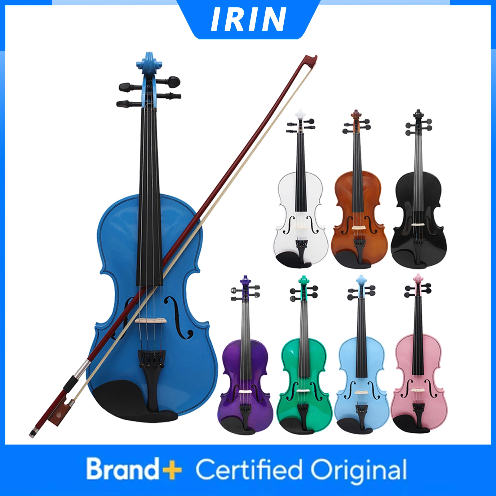 

IRIN V-10 Violin 4/4 Solid Wood Colorful Fiddle Set with Case Bow Professional Stringed Instrument Violin for Beginners Practice