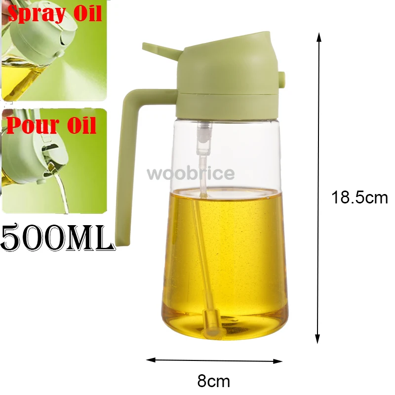 2-in-1 keukenspray-olieverdeler, olieverstuiver, polijstmiddel of alleen borstelspray voor airfryer, salade, grillen, braden, koken in de keuken