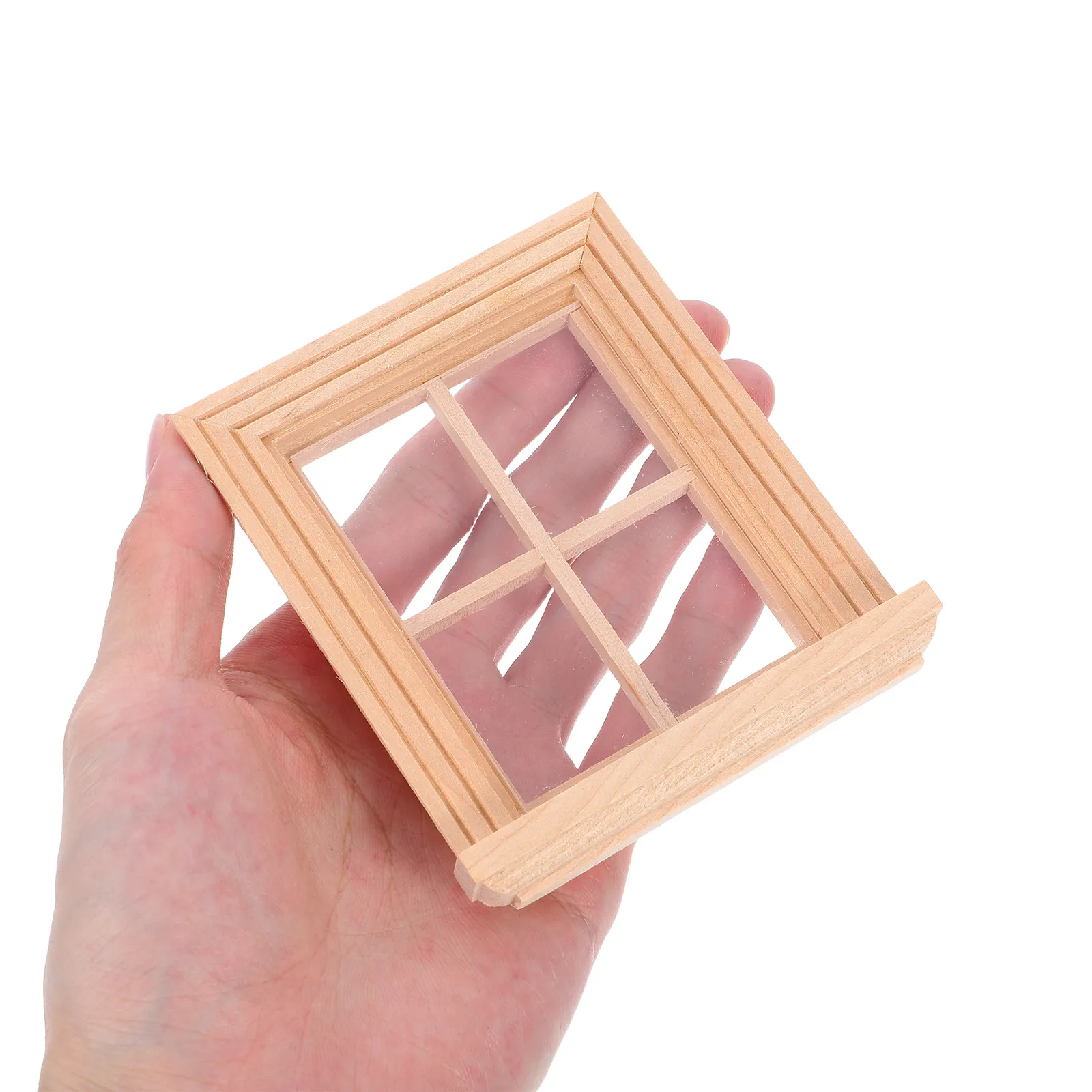 1Pcs Miniature Wood Furniture Mini House Window Decoration DIY Mini Home Landscape Adornment Children Pretend Play Ornament