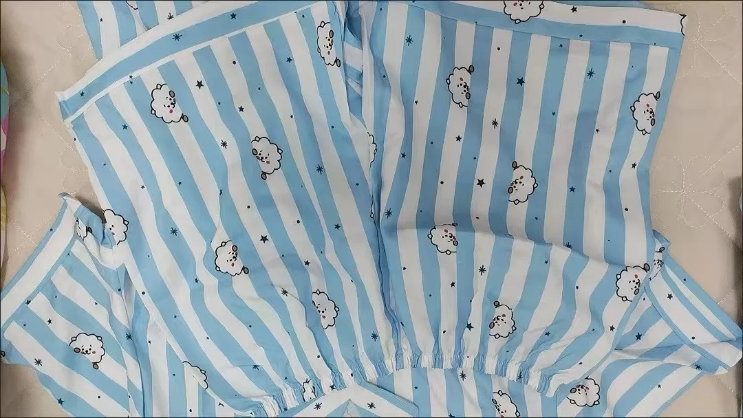 BT21 Unisex Summer Set Short Sleeve T-shirt & Shorts 2 Piece Loungewear Soft Cartoon Sleepwear Holiday Couple Matching Gift
