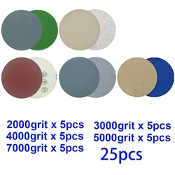 25Pcs 3Inch Sanding Discs Round Wet/Dry Sandpaper 2000/3000 4000 5000 7000 Grit 75mm Sander Paper For Polishing Abrasive Tools