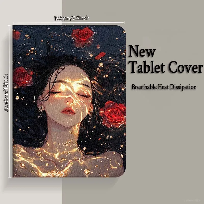 حافظة كمبيوتر لوحي فتاة فنية جميلة على شكل زهرة لهاتف Xiaoxin Lenovo Pad Tab K10 K11 M10 P12 P11 Pro GT Gen2 Plus Legion Y700 Y900 12.1