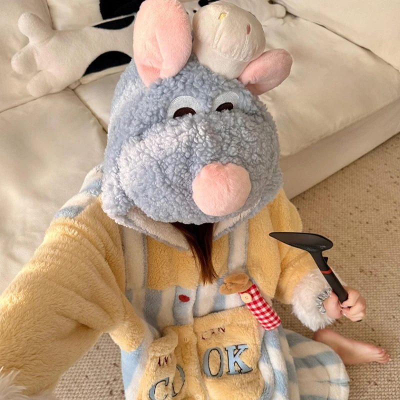 Anime Peripheriegeräte Ratatouille Remy Herbst Winter Plüsch Pyjamas Cartoon Merchandise Hause Nachtwäsche Set Paar Mädchen Nachtwäsche Geschenk