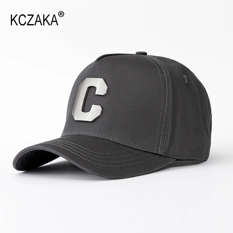 Nowa 5-panelowa wysoka korona czapki baseballowe metalowa C Plus rozmiar 56-65cm czapki z daszkiem jesień czapki dla mężczyzn kości z szerokim