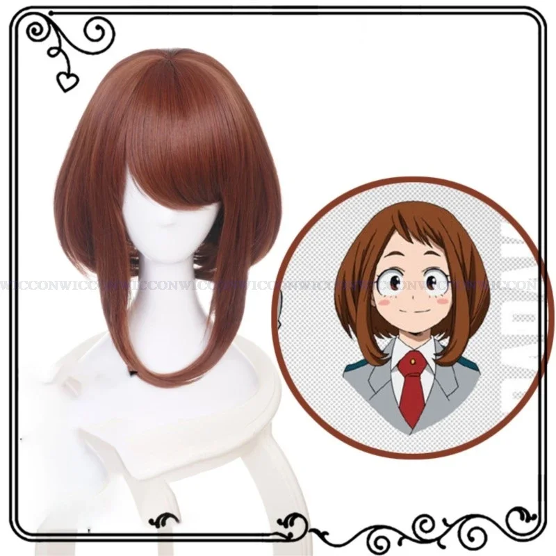 My Acamiade Anime Uraraka Ochaco Cosplay Costume Hero Set Uraraka Ochaco School Uniform Wig Suit Women  Halloween Role Play