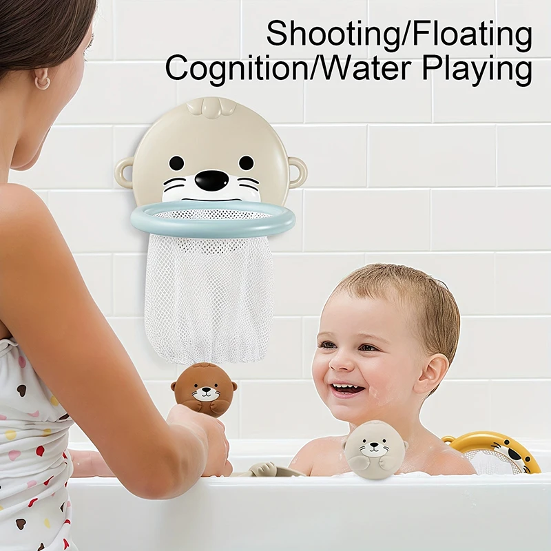 Bella Famiglia di Lontra Giocattolo da Bagnetto per Bambini Giocattoli da Bagno in Silicone Genitore-Figlio Lontra Giocattolo d'Acqua Galleggiante Giocattolo per Vasca da Bagno da Spremere Morbido per il Bambino