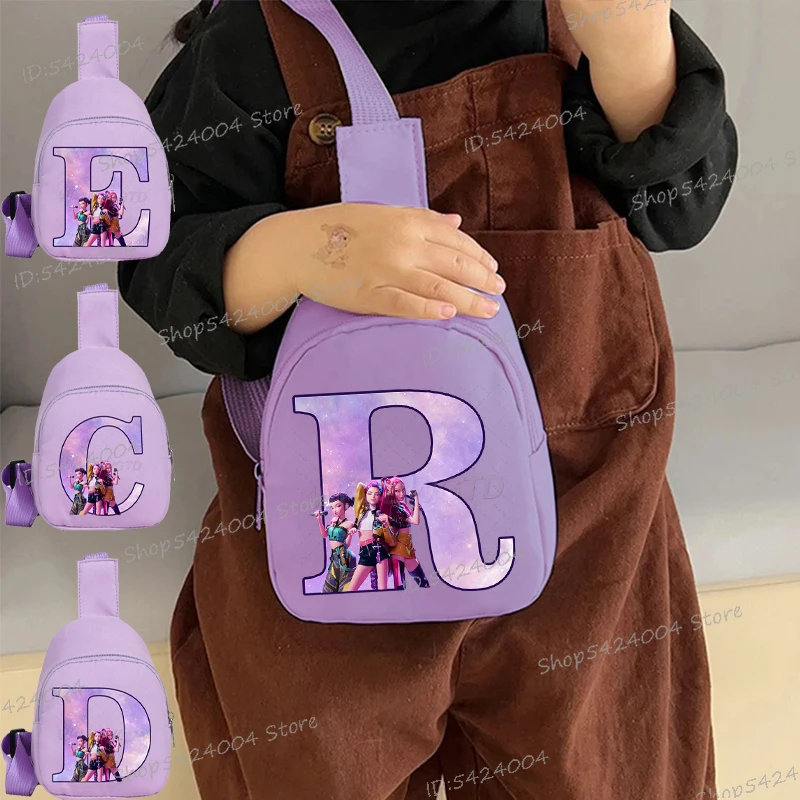 

Kids Fashion Letter Chest Bag Children Cartoon Anime Crossbody Bag Women Men Fashionable Casual Shoulder Bag
