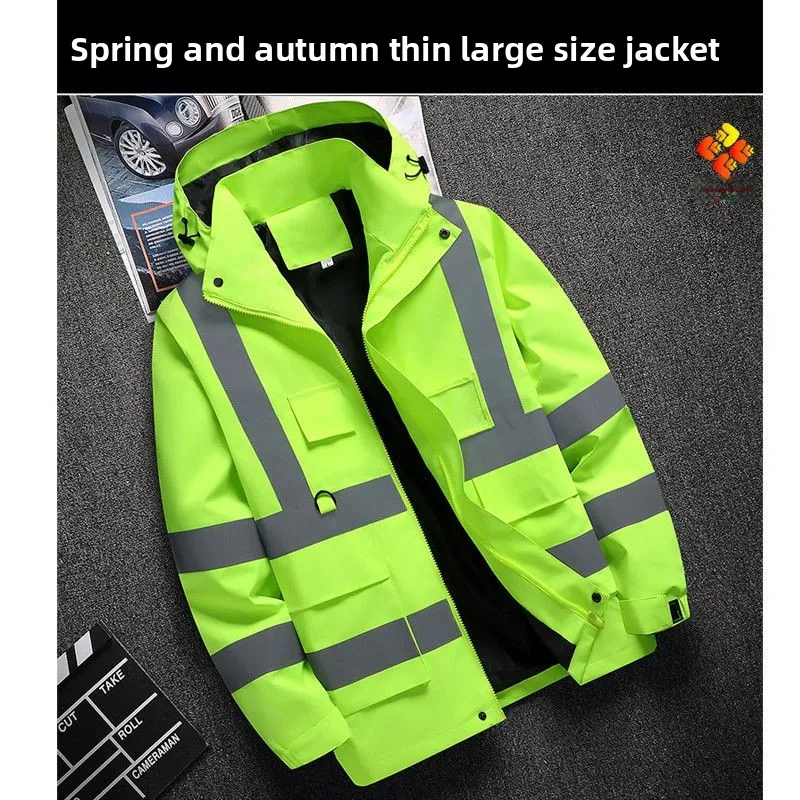 Men's construction clothing, reflective jacket, lightweight windproof and waterproof outdoor jacket