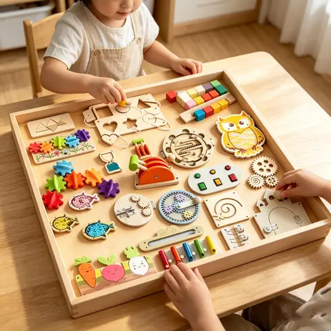 DIY Montessori Busy Board Accessories, Wooden Sensory Educational Toy, Fine Motor Skills & Cognitive Training Learning Toy for K