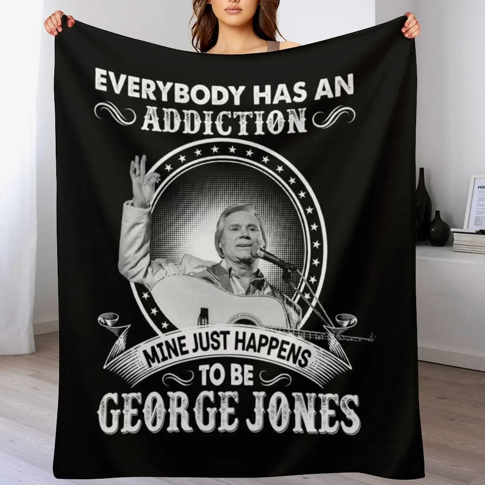 Everybody Has An Addiction Mine Just Happens To Be George Jones Throw Blanket Cute Plaid Decorative Sofa Blankets