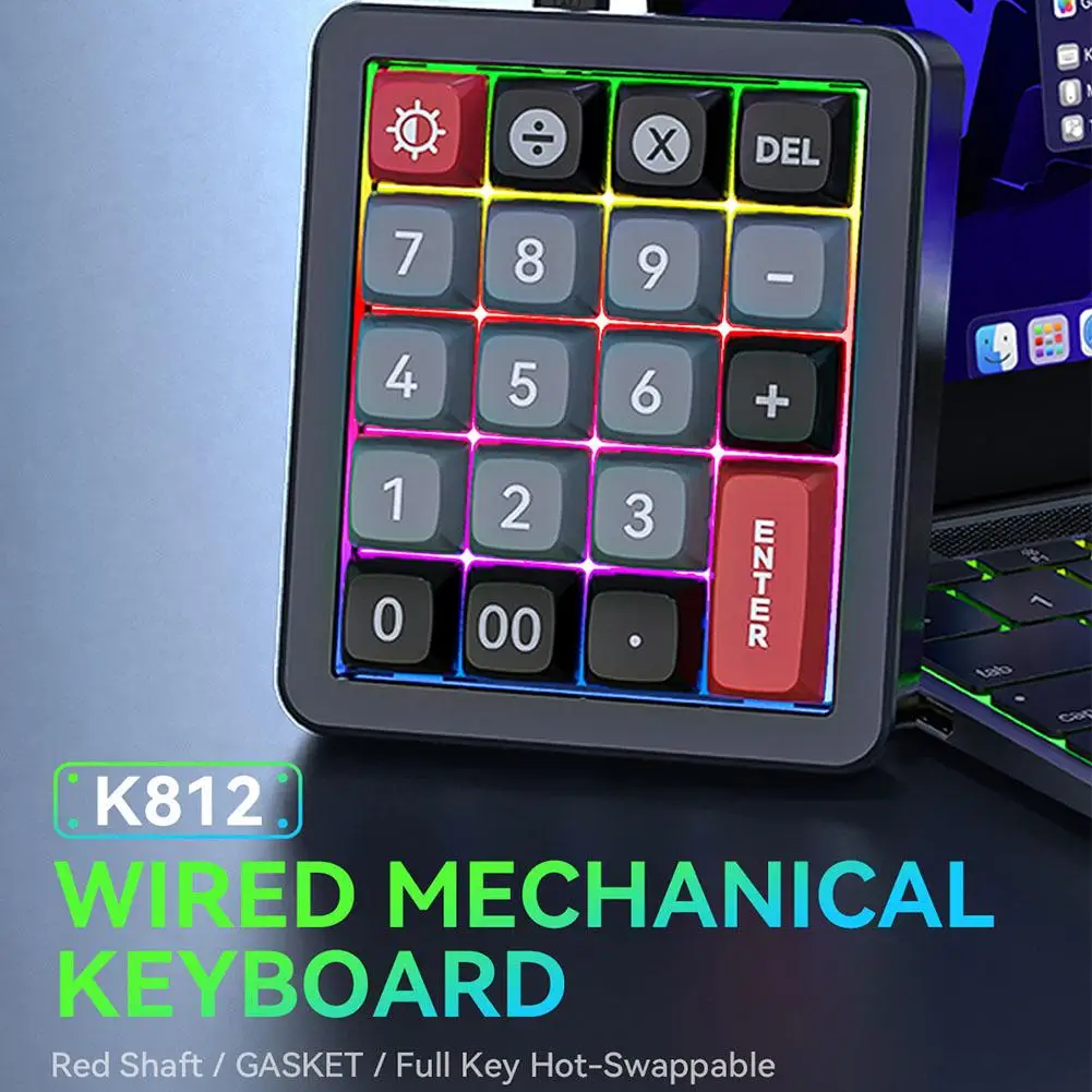 

K812 Wired Mechanical Keyboard Full Key Hot Swap Numpad RGB Mechanical Gaming Keyboard Programmable For Win/Mac/Gaming ﻿PC V5Z6