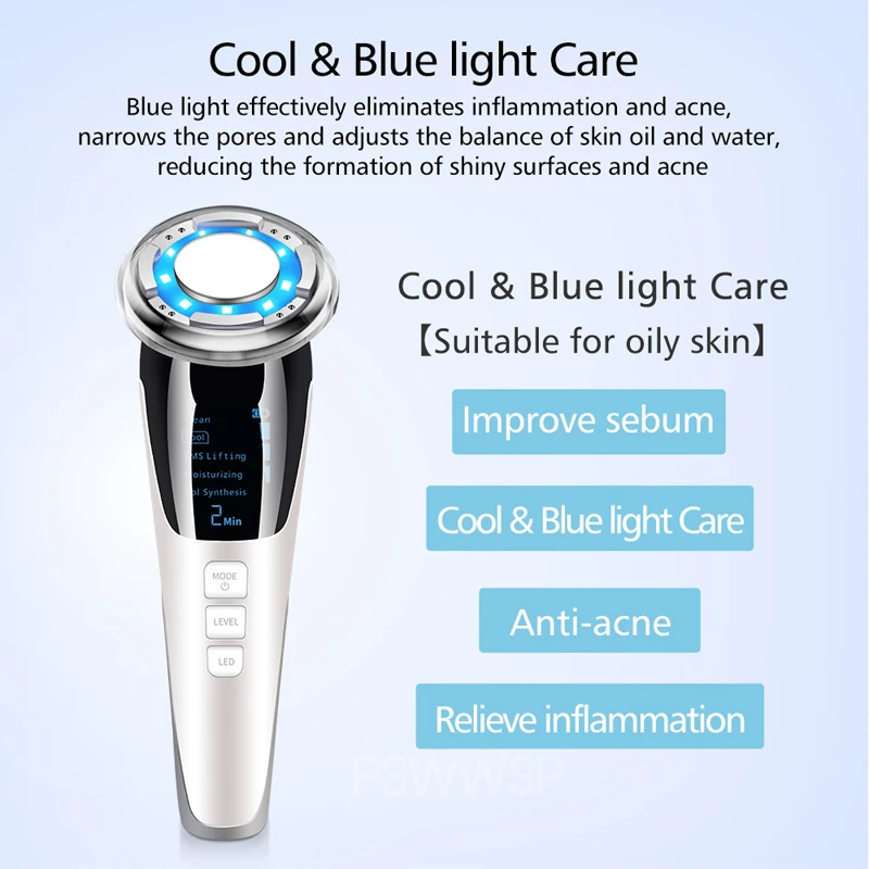 Ems Microcurrent Facial Massager Face Lifter Skin Tightener & Wrinkle Reducer Hot & Cold Facial Skin Care Beauty Device