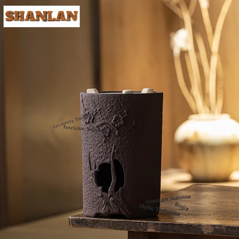 

Coarse Pottery Plum Blossom Tea Warmer Holder Candle Heater Stove Kettle Stand Boiling Water Carbon Furnace Drinkware Decoration