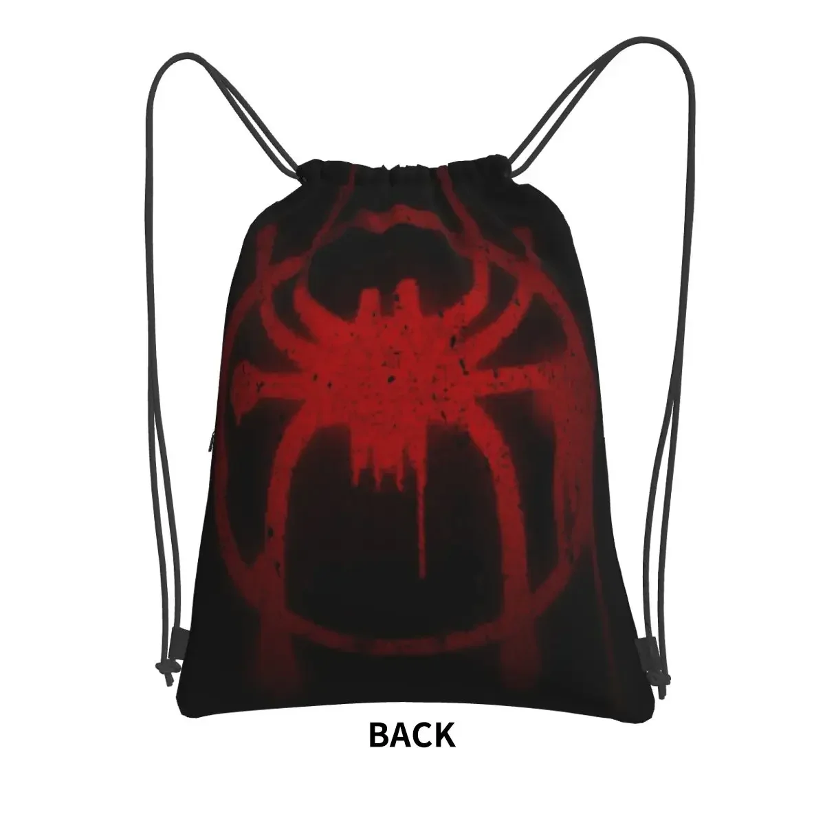 Miles Morales Spider Symbol Portable Backpacks Drawstring Bag Drawstring Bundle Pocket Shoes Bags For Travel Sport Man Woman