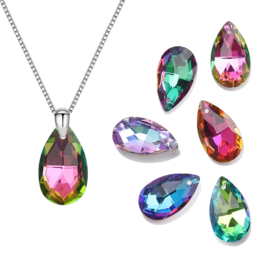 20 sztuk 13x22mm kolorowe kryształowe wisiorki w kształcie łezki szklane koraliki w kształcie gruszki dla majsterkowiczów Making Charms kolczyki naszyjnik biżuteria akcesoria