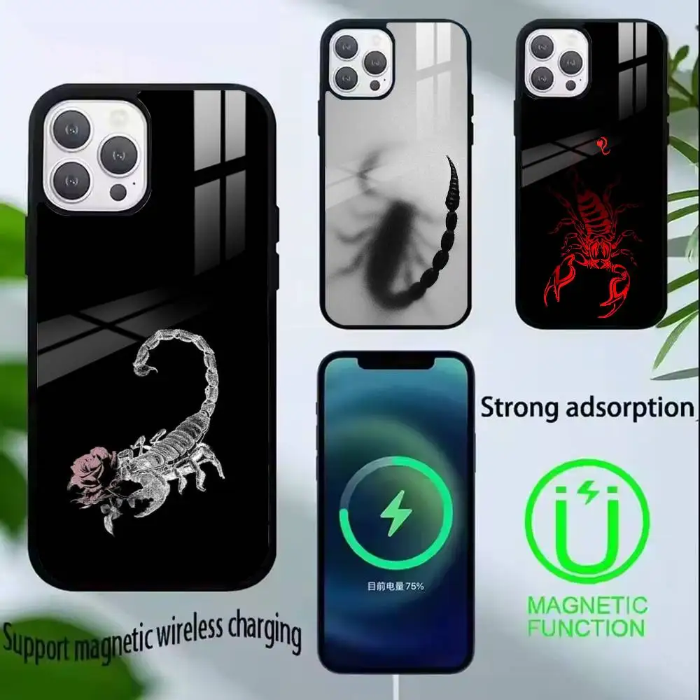 Funda para Teléfono Scorpion Scorpio para iPhone 17, 16, 15, 14, 13, 12, 11 Plus, Pro, Permite la Carga Inalámbrica Magnética