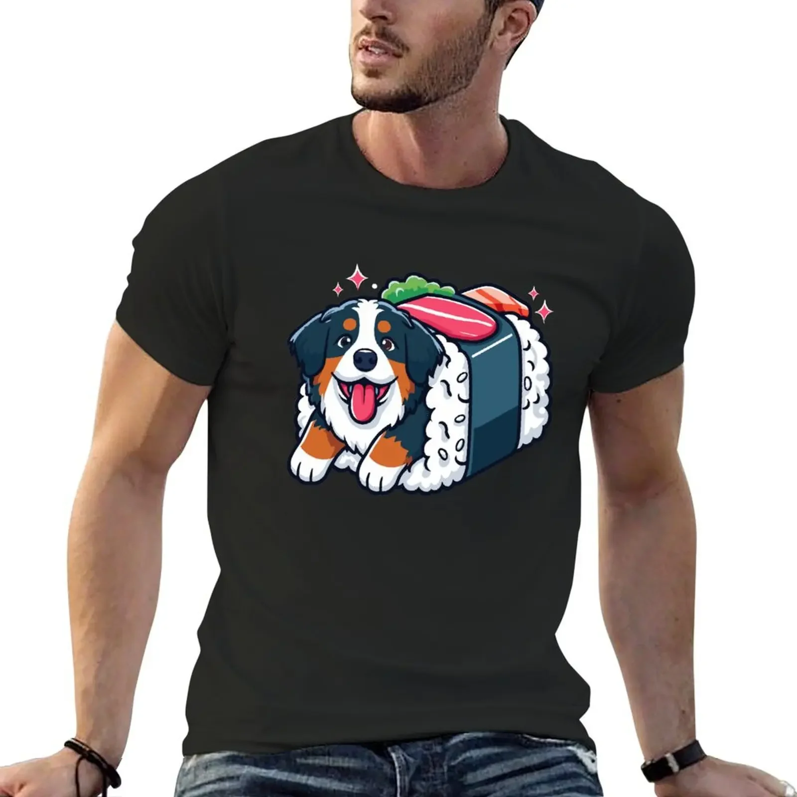 Cute Kawaii Bernese Mountain Sushi Dog Lover, Funny Bernese Mountain Dog T-Shirt anime stuff vintage clothes men t shirts