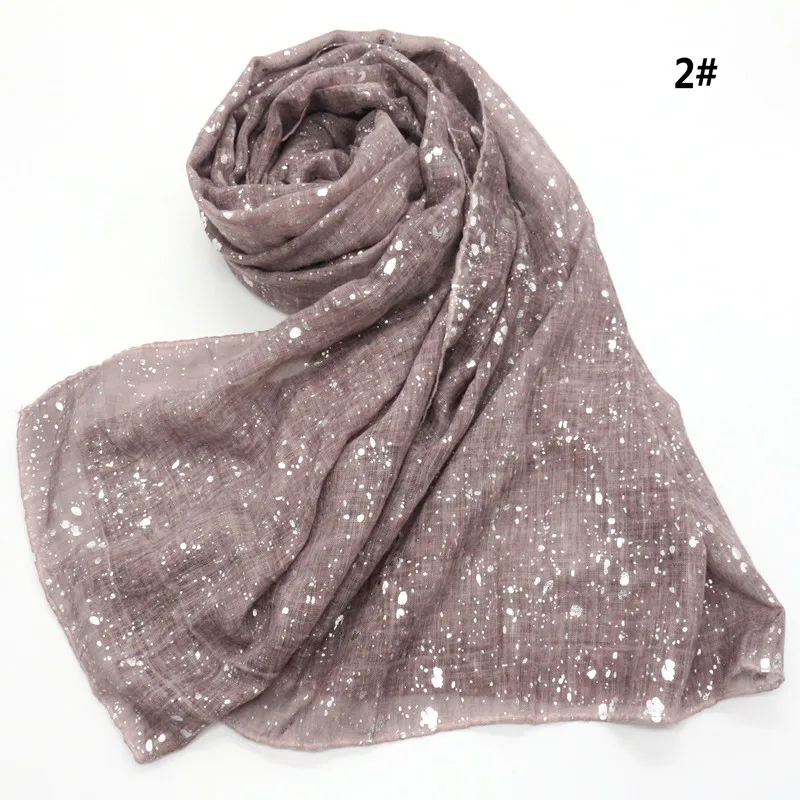 2023Spring New Women's Voile Solid Color Hot Silver Dot Multi-Purpose Scarf Can Be Closed Toe Factory Direct Supply