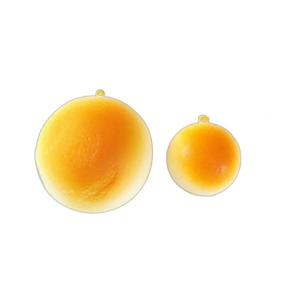 Moños horneados de rebote lento de PU, accesorios de bollos dorados para apretar, ventilación de descompresión, pellizco, juguetes divertidos, decoración colgante de pan horneado de simulación