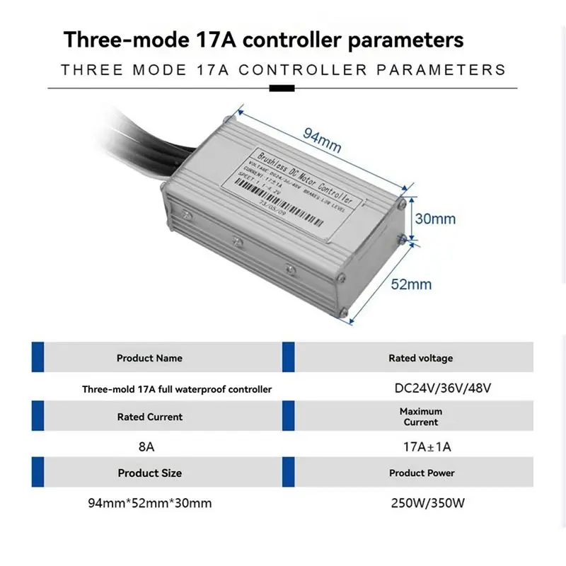 CGDS-2X Three Mode Ebike Controller 17A 24V/36V/48V With S866 LCD Color Display Waterproof Connector 350W Motor
