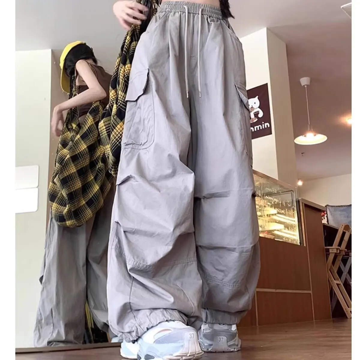 

Широкие рабочие брюки десантника для мужчин и женщин, уличные хип-хоп, свободные, модные, унисекс, повседневные спортивные брюки для улицы