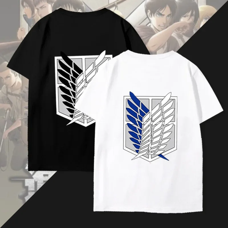 

Anime Survey Corps Printed T-shirt Men's Summer 100% Cotton Casual Fashion Round Neck T-shirt Breathable Short Sleeve Top