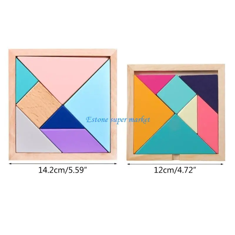 090B ศูนย์กิจกรรม Tangram Puzzle Box ของเล่นจิ๊กซอว์แบบโต้ตอบ ปริศนาเจ็ดชิ้น