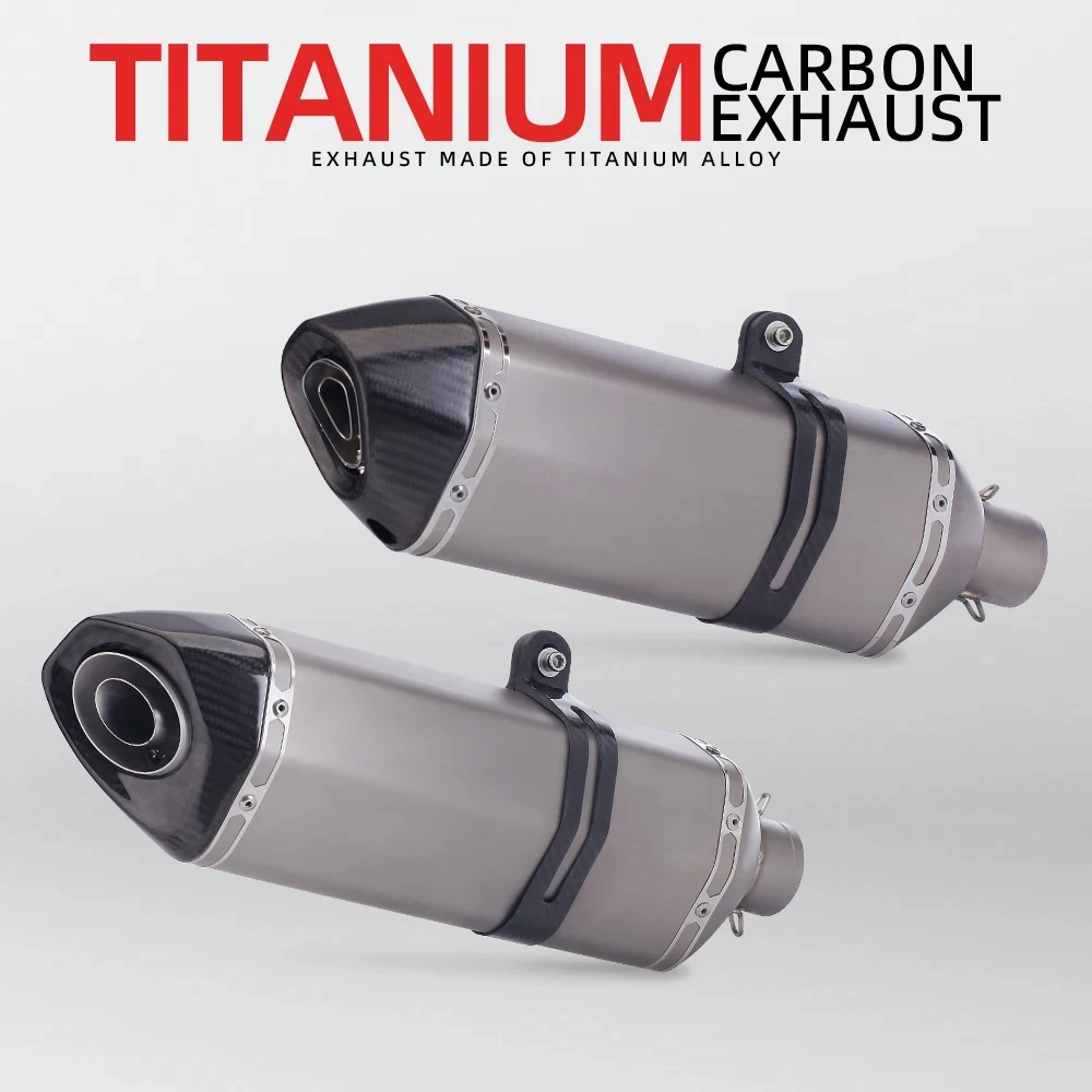 51mm universal motorcycle exhaust muffler for zx6r cbr500r R6 z900 R3 moto bike exhaust Titanium Alloy carbon