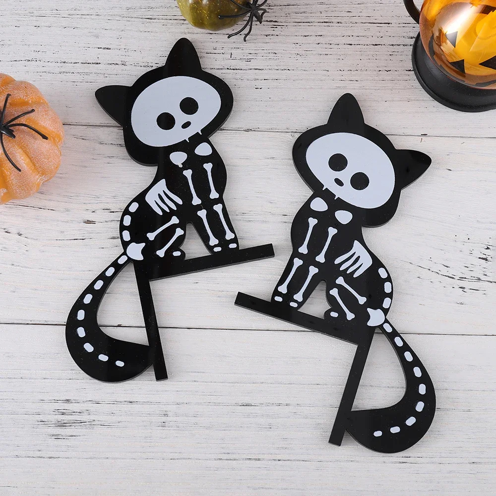 

Halloween Spooky Black Skull Cat Door Corner Decoration Wall Stickers Creative Home Decorations Spooky Cartoon Stickers Gift
