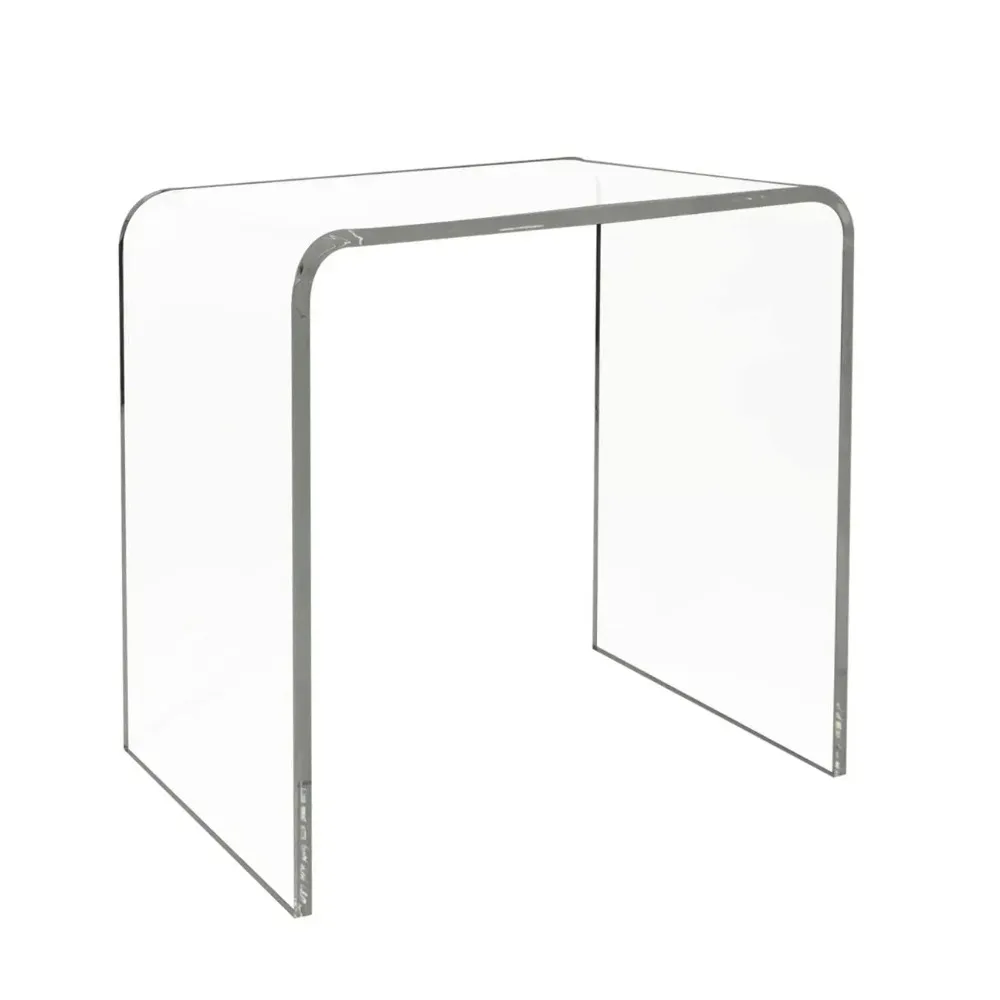 Acrylic C Table with Wheels, 2-Tier Mobile Side Table for Small Spaces, Sofa/Couch End Table, Clear Drink Table, Modern
