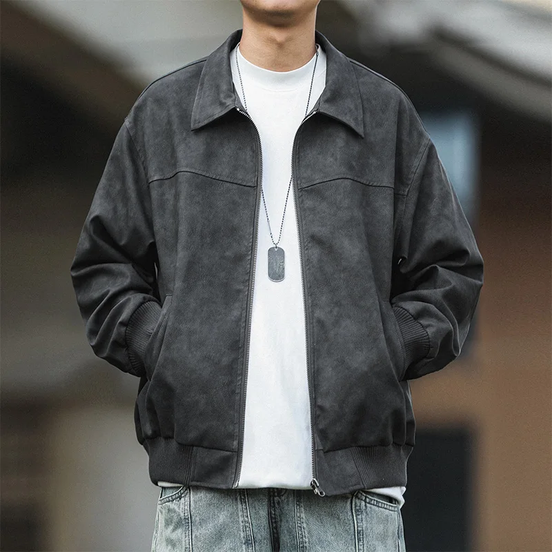 

Кожаная куртка-жакет унисекс Heyma Seven в японском стиле, осенне-зимняя, однотонная, с отложным воротником, повседневная, матовая, винтажная, с заниженной линией плеч