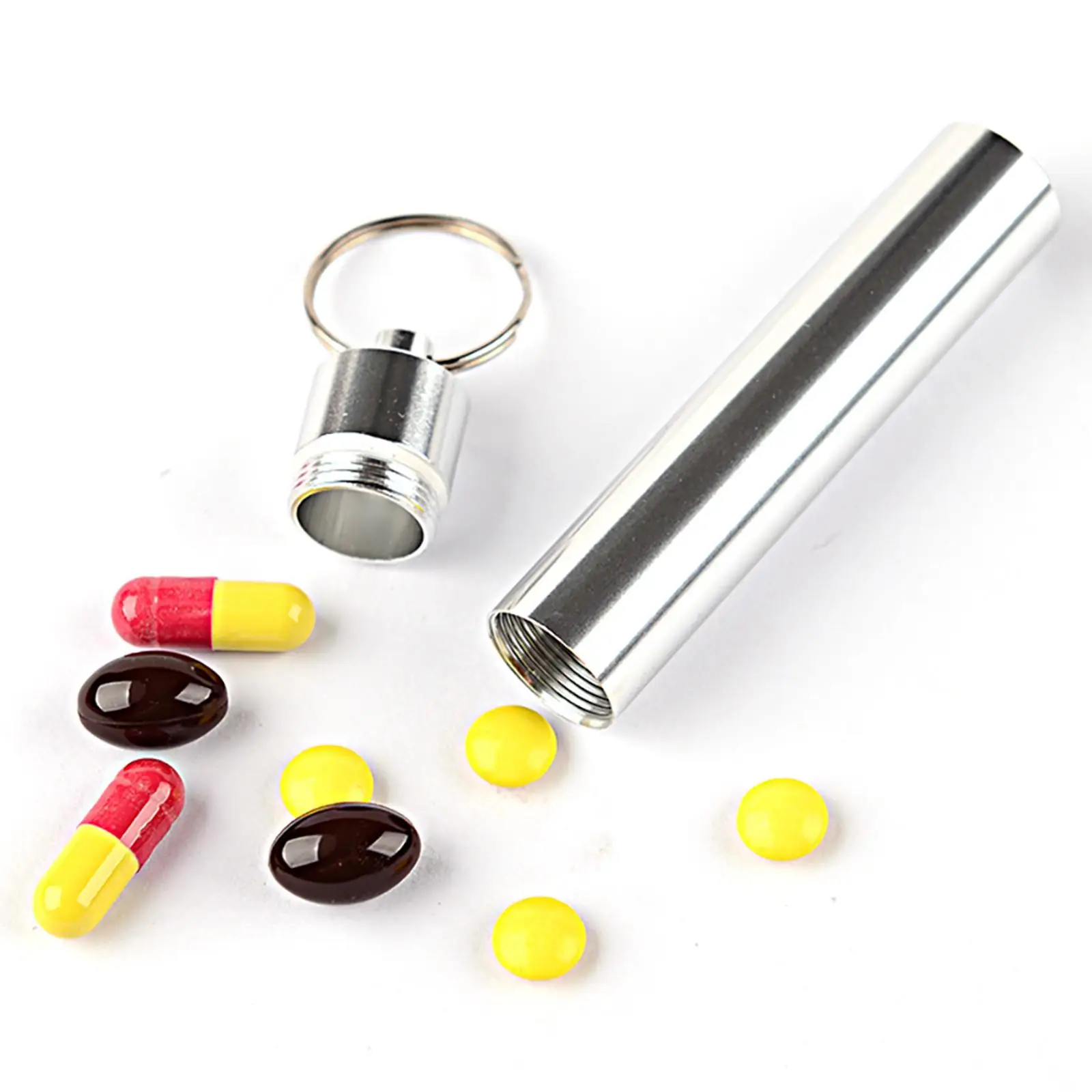 Portable Pill Case Keychain Multifunctional Large Waterproof Pocket Metal Toothpick Box for Camping Picnic Purse