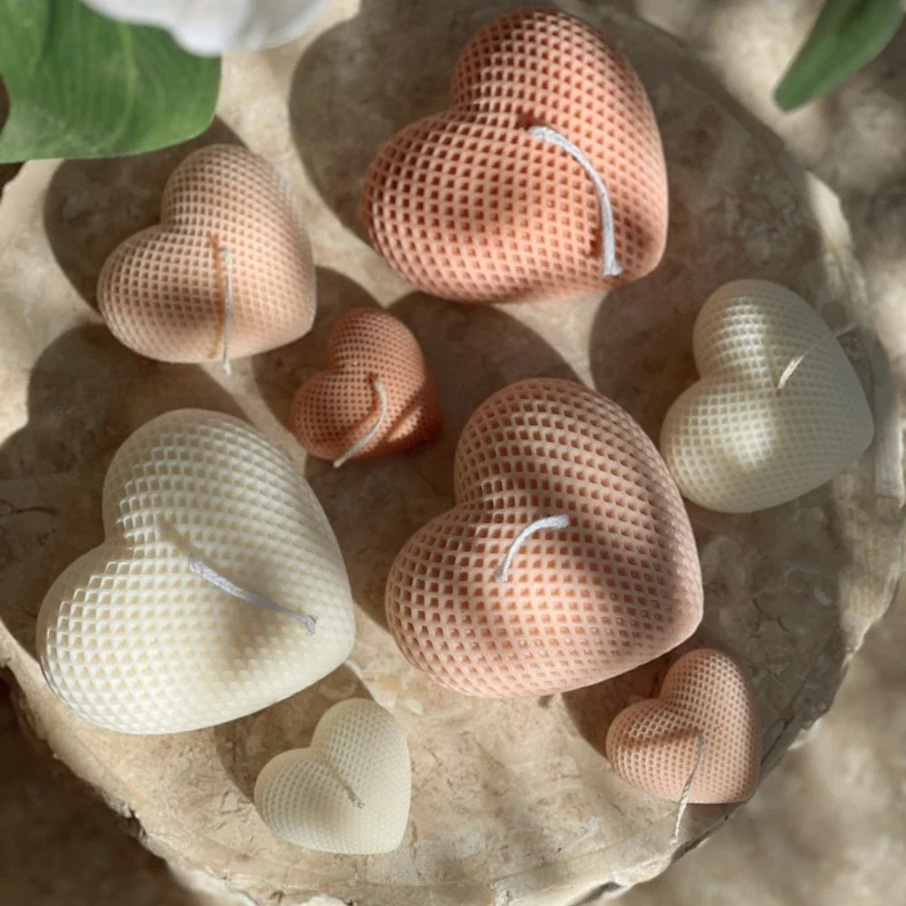 3pcs Weave Love Scented Candle Mold Heart Scent Candle Making Kit Handmade Craft Gypsum Resin Mold Wedding Souvenirs DIY Gifts