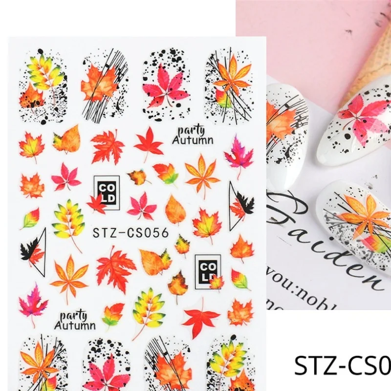 1 Stück 5d Ahornblatt Nagel aufkleber exquisite goldene Herbst blume Design Herbst Nail Art Dekoration Halloween dekorative Aufkleber