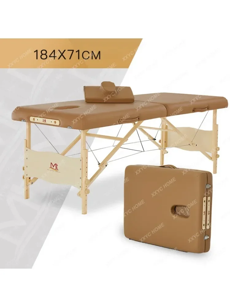 Folding Facial Bed Solid Wood Beauty Massage Couch Massage Club Massage Bed