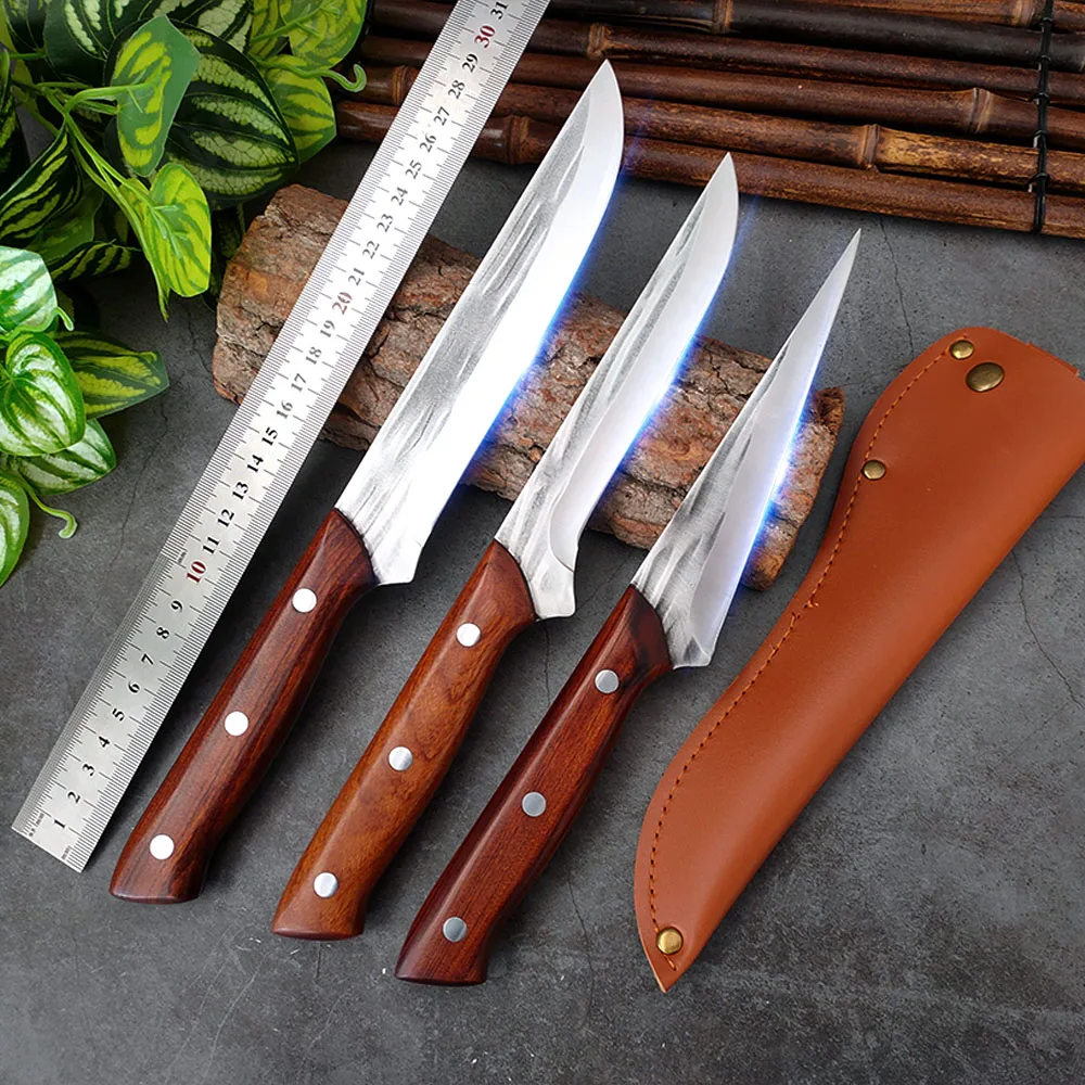 Stainless Steel Boning Knife Pig Beef Sheep Cutting Fishing Cooking Knife 5CR15 Kitchen Knife Sharp Barbecue Sushi Knife