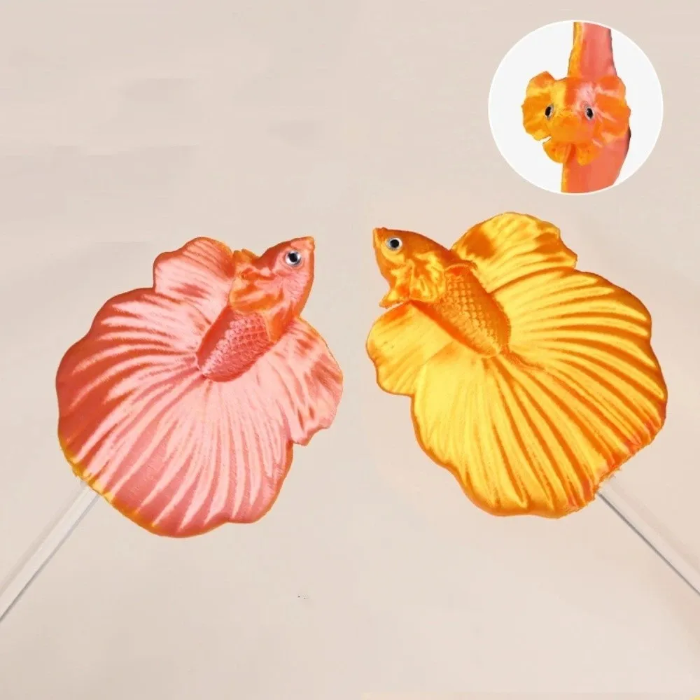 Fun Long Pole Teasing Fish Stick Colorful Resin Betta Training Wand Fish Shaped Fish Interactive Plaything Teaser