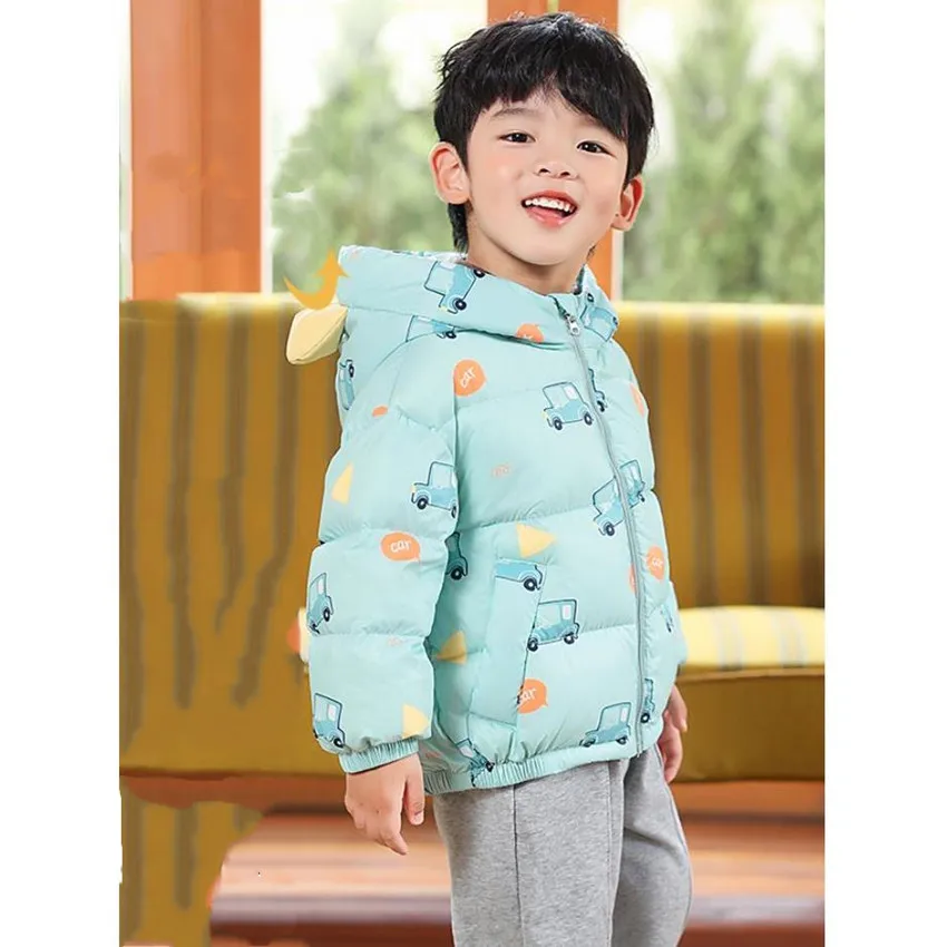 

Winter Children's Ultralight Down Jacket 2022 New Boys Girls Outdoor Windproof Waterproof Warm Cartoon Print Coat A1840