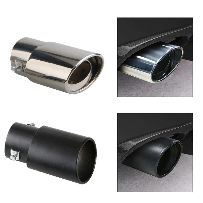 Universal Car Exhaust Muffler Tip Round Stainless Steel Car Tail Rear Chrome Round Exhaust Pipe Tail Muffler Tip Pipe