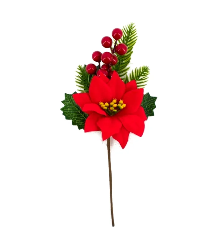 Tradineur-Christmas bite with stick-made of polyester and plastic-decoration for Christmas season-26 cm