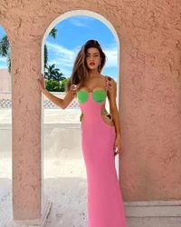 Vestito lungo dalla fasciatura del Cocktail Party della celebrità della Boutique Sexy della cinghia di Spaghetti multicolore delle donne all'ingrosso della fabbrica